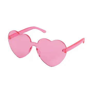 Unlit Heart Shaped Pink Frameless Fashion Glasses