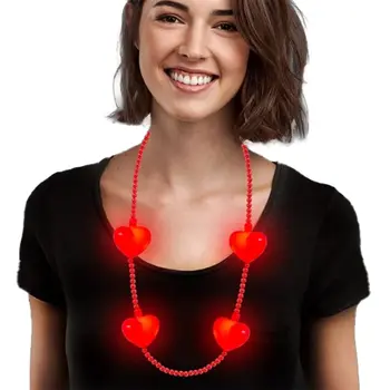 Pack of 24 Light Up 4 Red Charms Beaded Necklace