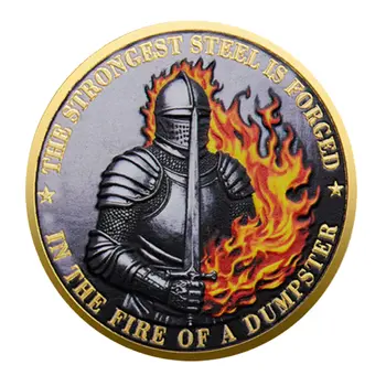 Knight Dumpster Fire Department Challenge Gold Plated Coin