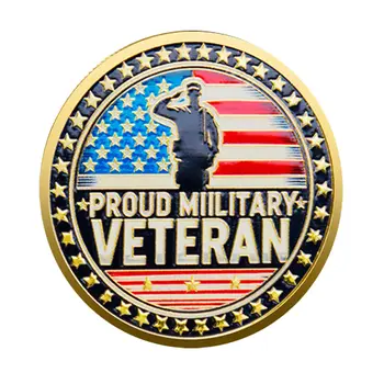 Proud Military Veteran Challenge Gold Plated Coin