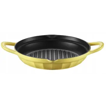 BUYDEEM Enameled Cast Iron Grill Pan 26 cm, model CP553, color Mellow Yellow