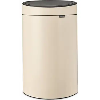 BRABANTIA Touch Bin New Soft-Touch nyomófedeles hulladékgyűjtő belső tartállyal ovális 40L - L méret acél világos bézs - 200748