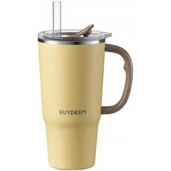 BUYDEEM Thermo Mug With Straw 700 ml, model DS57, color Mellow Yellow