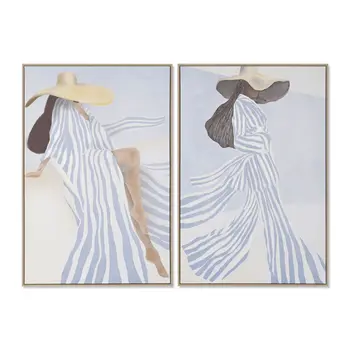 Canvas Home ESPRIT Blue White Stripes Mediterranean (2 Units)