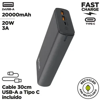 Powerbank Muvit for Change DP200G-R-PD Black 20 W