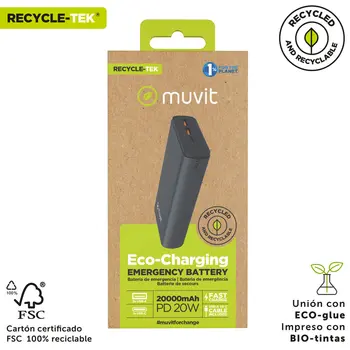 Powerbank Muvit for Change DP200G-R-PD Black 20 W