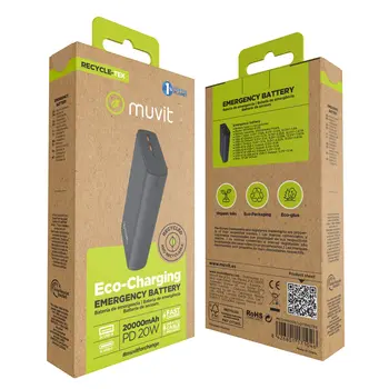 Powerbank Muvit for Change DP200G-R-PD Black 20 W