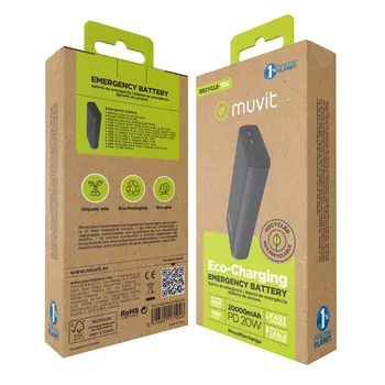 Powerbank Muvit for Change DP200G-R-PD Black 20 W