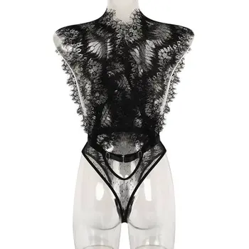 Eyelash Lace Deep V Bodysuit