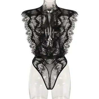 Eyelash Lace Deep V Bodysuit