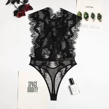 Eyelash Lace Deep V Bodysuit