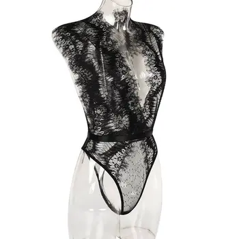 Eyelash Lace Deep V Bodysuit
