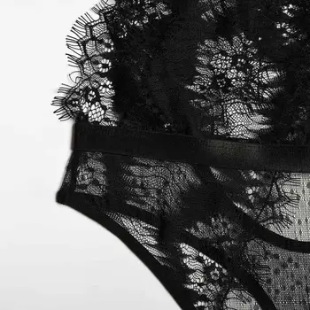 Eyelash Lace Deep V Bodysuit