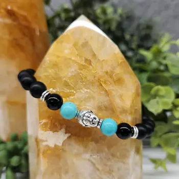 Buddha Black Obsidian Beaded Bracelets