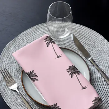 Coco Palm Pattern Cloth Napkin Set - Pink
