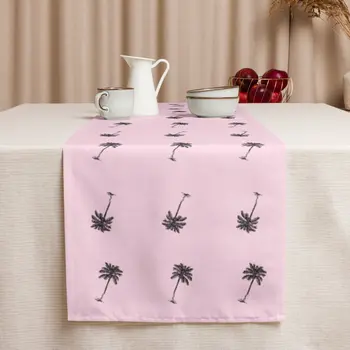 Coco Palm Pattern Table Runner - Pink