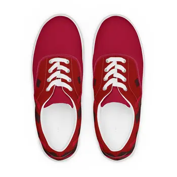 Vizzi - Men's Lace-Up Canvas Shoes - 06 Red