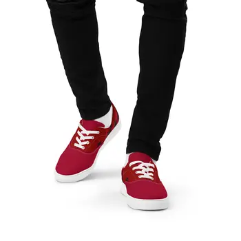 Vizzi - Men's Lace-Up Canvas Shoes - 06 Red