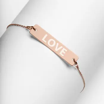 LOVE Engraved Silver Bar Chain Bracelet by Gianneli