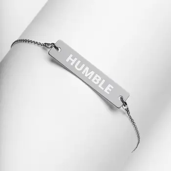 HUMBLE Engraved Silver Bar Chain Bracelet by Gianneli