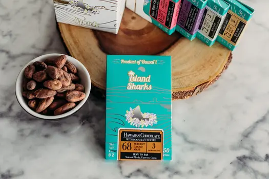 68% Hawaiian Cacao and 100% Ka'u Coffee