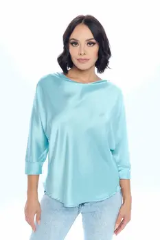 Satin Vibrant Cowl neck 3/4 Sleeve Top