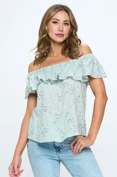 Floral Print Ruffle Off the Shoulder Top