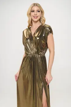 Sleeveless Metallic Maxi Dress
