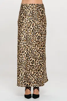Leopard Print Maxi Skirt with Elastic Waist