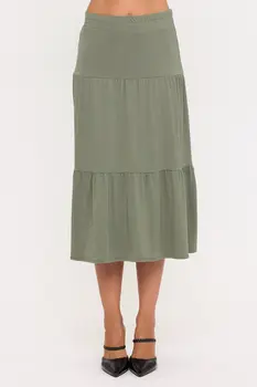 Tiered Jersey Midi Skirt