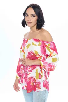 Floral Print Off the Shoulder Top with Tie