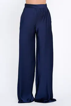 Stretch Satin Pants w/ Elastic Waist and Pockets