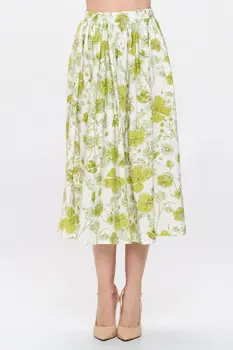Floral Print Midi Skirt with Pockets