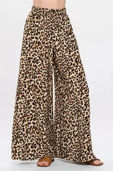 Print Wide Leg Pants with Pockets