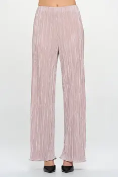 Vibrant Plisse Lined Straight Pants