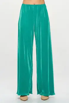 Vibrant Plisse Lined Straight Pants