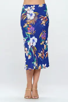 Tropical Print Midi Skirt