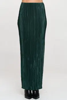 Plisse Maxi Skirt with Slit
