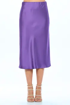 Solid Satin Midi Skirt