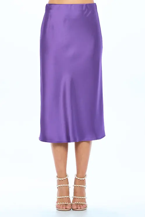Solid Satin Midi Skirt