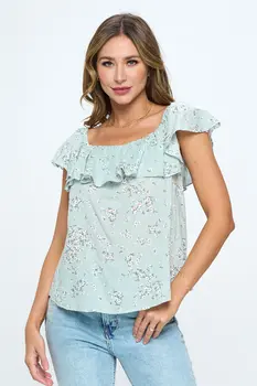 Floral Print Ruffle Off the Shoulder Top