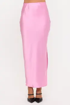 Silky Satin Maxi Skirt with Slit