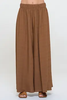 Textured Wide Leg Pants with Elastic Waistband