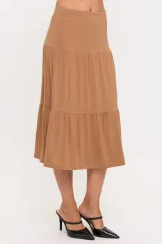 Tiered Jersey Midi Skirt