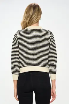 Knit Open Front Mini Cardigan with Buttons