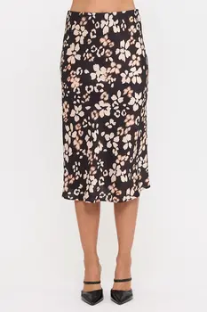 Printed Midi Satin Skirt