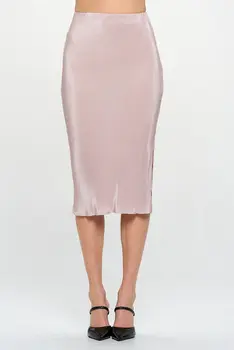 Solid Plisse Midi Skirt with Elastic Waistband