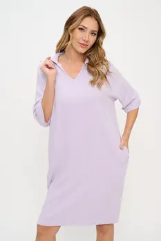 Linen V neck Collared Dress with Pockets