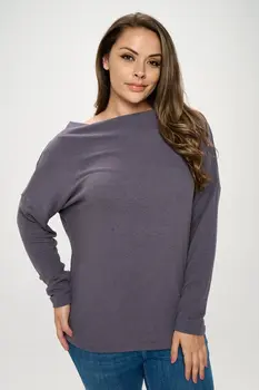 Dark Cement Off the Shoulder Top