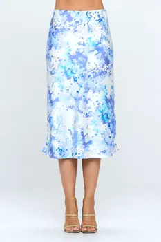 Tie Dye Satin Midi Skirt